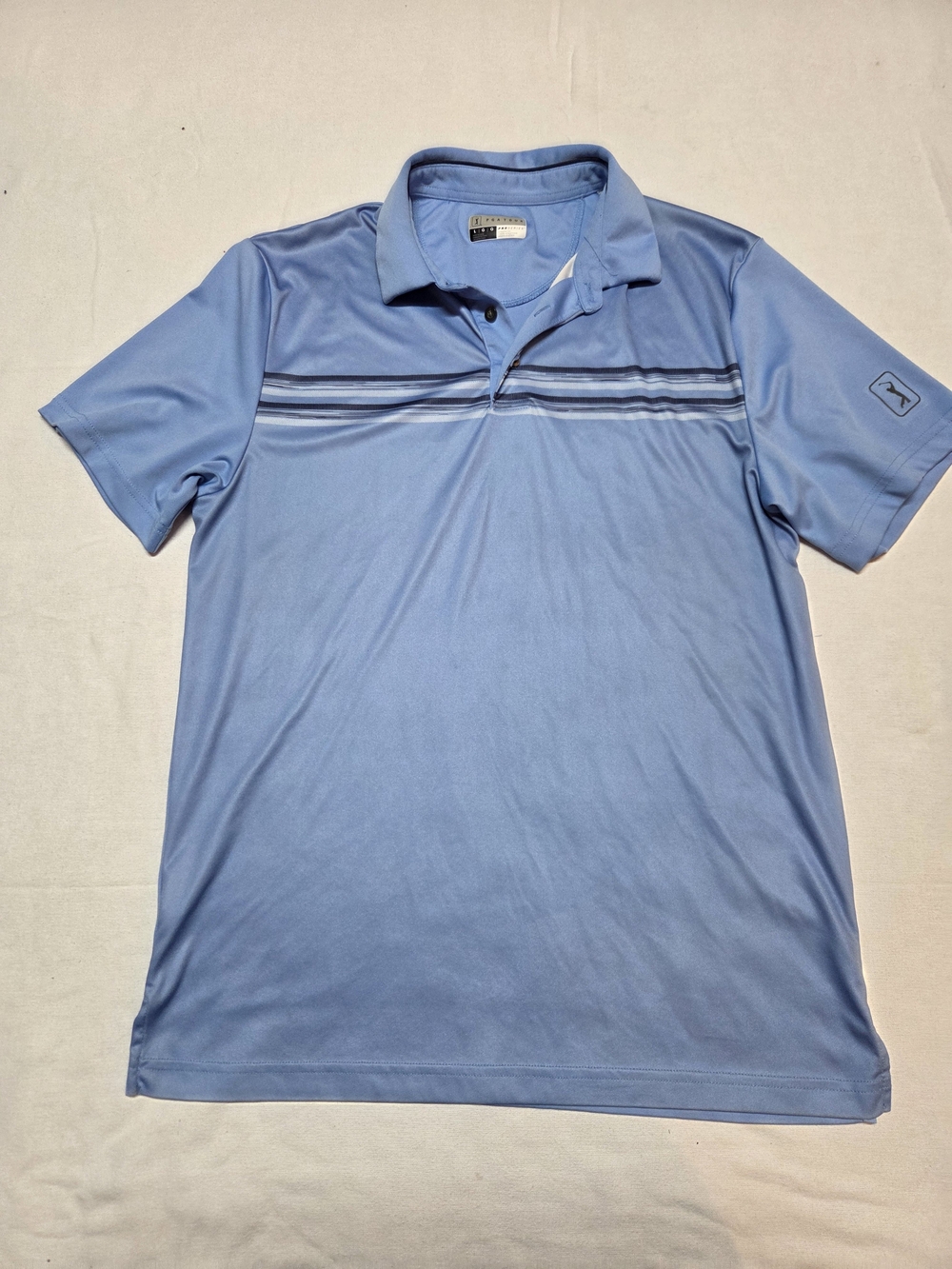 PGA Tour Men’s Light Blue Striped Golf Polo Size L